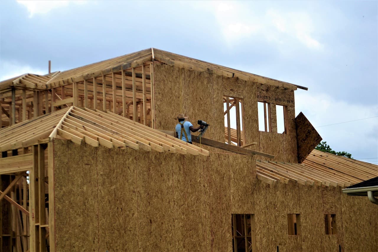 Construction framing on a new home build